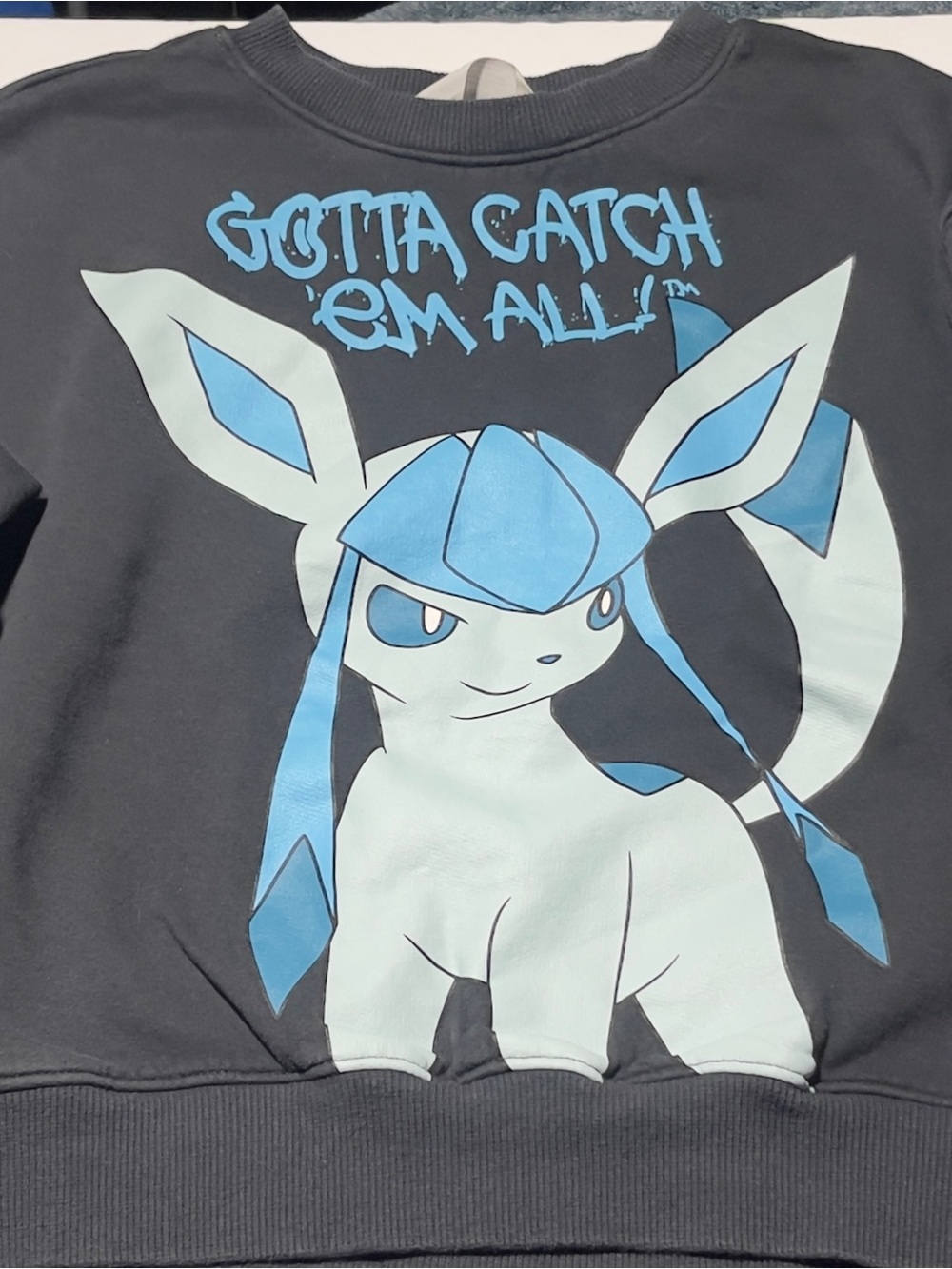 Rare H&M Kids Pokemon Glaceon Oversized Sweatshirt Black Youth M 8/10 Discontinu